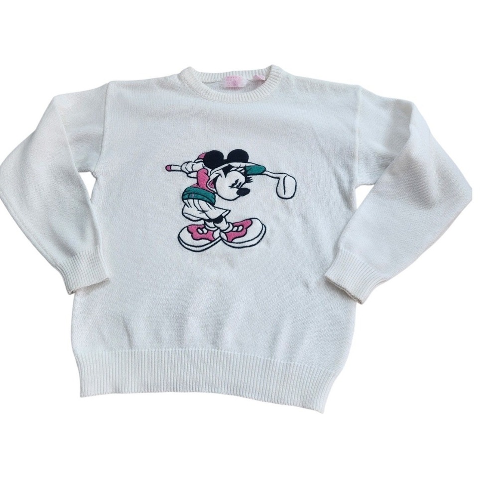 Disney Minnie's Golf Club by Aurea Sweater Women S White Excellent Vintage Golf - Picture 1 of 6